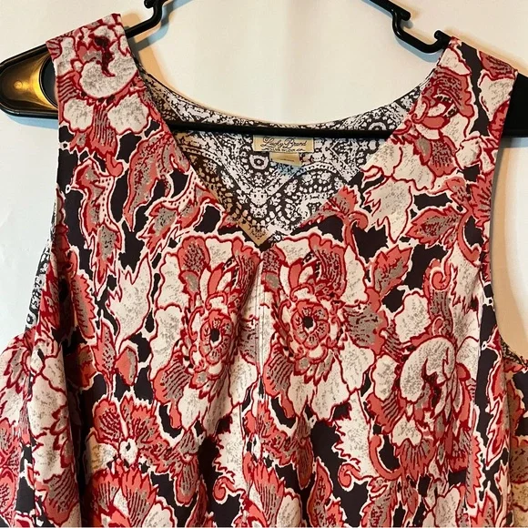 Lucky Brand Red and Black Sleeveless  Floral Blouse - Picture 4 of 5